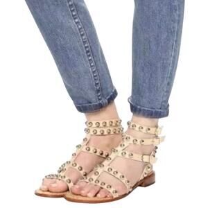 NIB Sam Edelman Eavan Studded Gladiator Sandal in Natural Sand Size 9W
